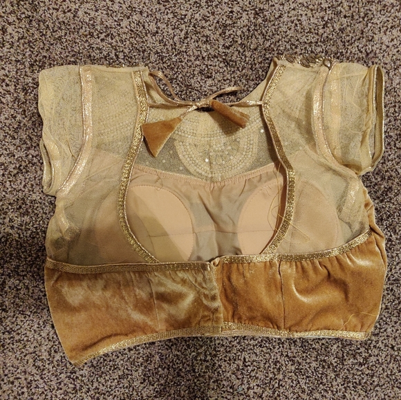 Yellow/Gold Indian Sari/Ghagra Blouse with Gems - Picture 2 of 6